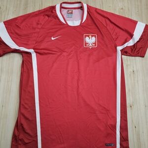 Nike Poland Red Men's Shirt with White Football Jersey 2021